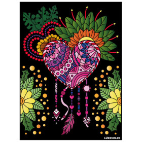 photo-Coloriage - Attrape rêve - Tableau à colorier - Avec contours velours noir - Dès 3 ans