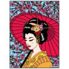photo-Coloriage - Geisha - Tableau à colorier - Avec contours velours noir - Dès 3 ans
