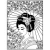 Coloriage - Geisha - Tableau à colorier - Avec contours velours noir - Dès 3 ans
