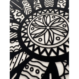 Coloriage - Mandala soleil - Tableau à colorier - Avec contours velours noir - Dès 3 ans