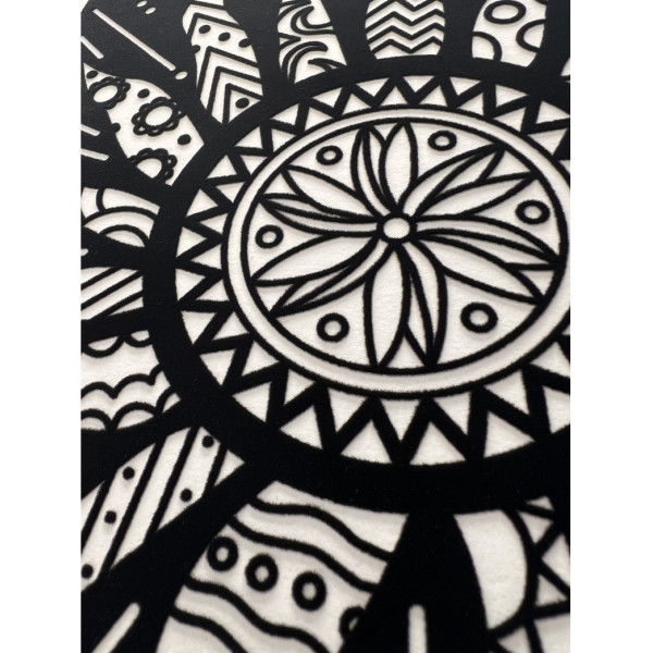 Coloriage - Mandala soleil - Tableau à colorier - Avec contours velours noir - Dès 3 ans