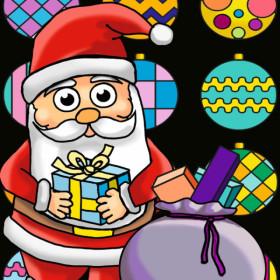 Coloriage - Père noël - Tableau à colorier - Avec contours velours noir - Dès 3 ans