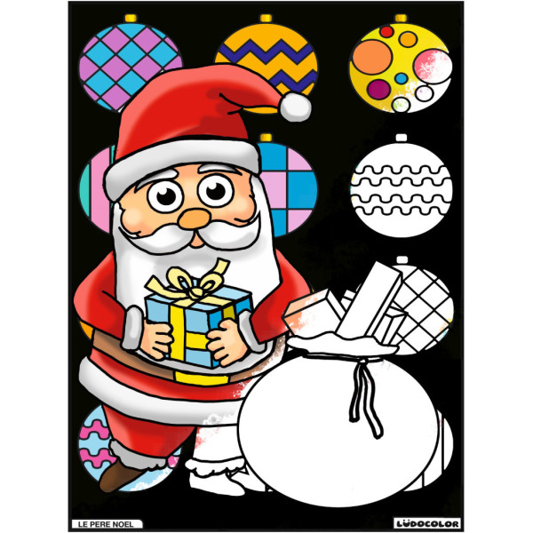 Coloriage - Père noël - Tableau à colorier - Avec contours velours noir - Dès 3 ans