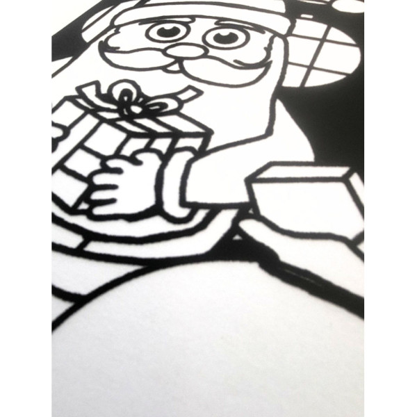 Coloriage - Père noël - Tableau à colorier - Avec contours velours noir - Dès 3 ans