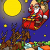Coloriage - Traineau père noël - Tableau à colorier - Avec contours velours noir - Dès 3 ans