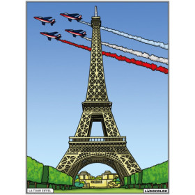 photo-Coloriage - Tour Eiffel - Tableau à colorier - Avec contours velours noir - Dès 3 ans