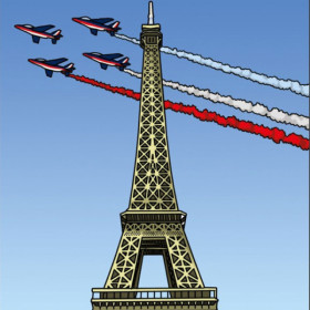 Coloriage - Tour Eiffel - Tableau à colorier - Avec contours velours noir - Dès 3 ans