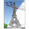 Coloriage - Tour Eiffel - Tableau à colorier - Avec contours velours noir - Dès 3 ans