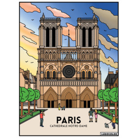 photo-Coloriage - Notre dame de Paris - Tableau à colorier - Avec contours velours noir - Dès 3 ans