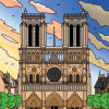 Coloriage - Notre dame de Paris - Tableau à colorier - Avec contours velours noir - Dès 3 ans