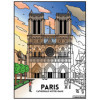 Coloriage - Notre dame de Paris - Tableau à colorier - Avec contours velours noir - Dès 3 ans