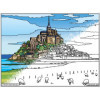 Coloriage - Mont Saint-Michel - Tableau à colorier - Avec contours velours noir - Dès 3 ans