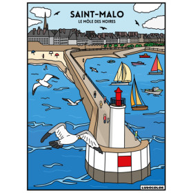 photo-Coloriage - Saint-Malo - Tableau à colorier - Avec contours velours noir - Dès 3 ans