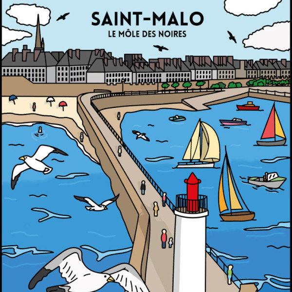 Coloriage - Saint-Malo - Tableau à colorier - Avec contours velours noir - Dès 3 ans
