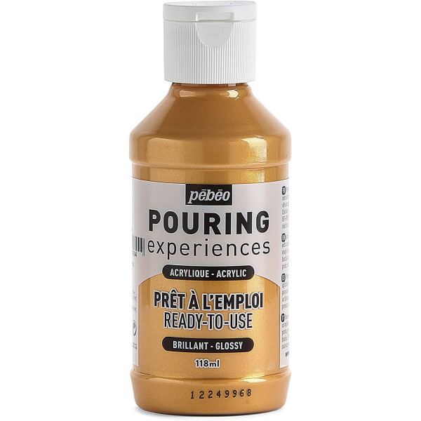 photo-Peinture acrylique - Pouring - Pébéo - Or métallique - 118 ml