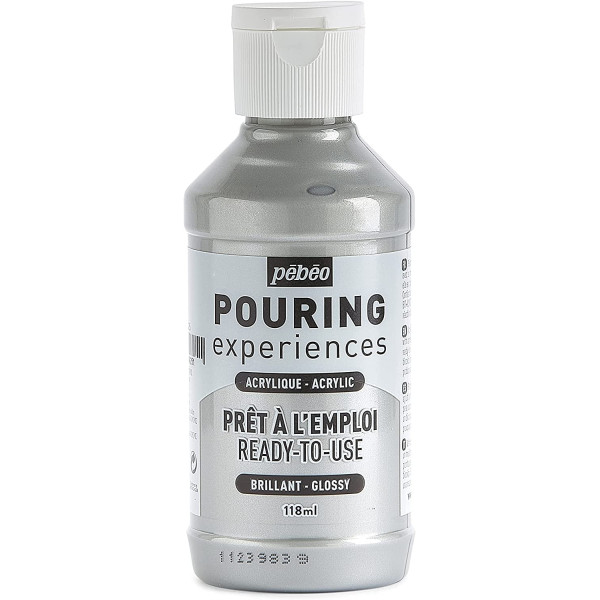 photo-Peinture acrylique - Pouring - Pébéo - Argent - 118 ml