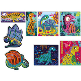Jeu créatif - Tableaux mosaïques - Dinosaures - 8 modèles + mosaïques en mousse - Janod