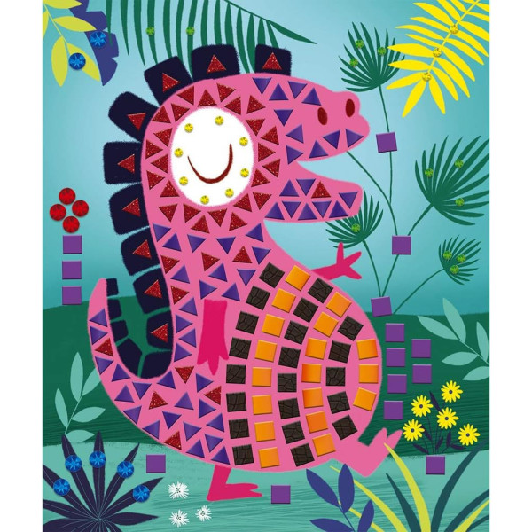 Jeu créatif - Tableaux mosaïques - Dinosaures - 8 modèles + mosaïques en mousse - Janod