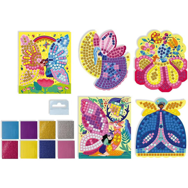Jeu créatif - Tableaux mosaïques - Fées de la forêt - 5 modèles + mosaïques en mousse - Janod