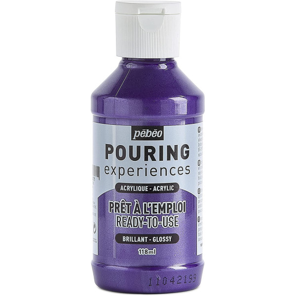 photo-Peinture acrylique - Pouring - Pébéo - Violet métallique - 118 ml