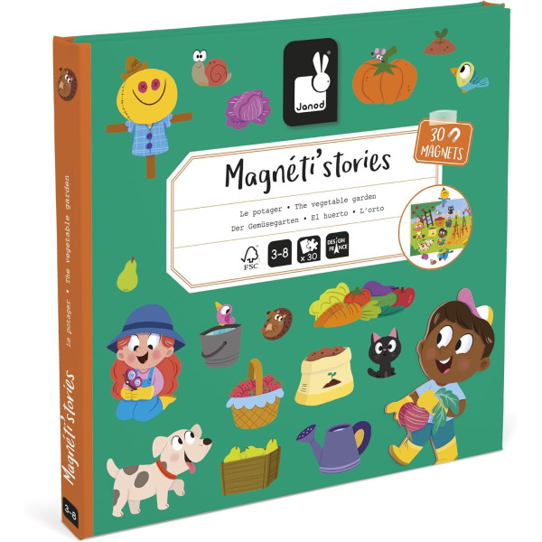 photo-Jeu éducatif - Magnéti'Stories - Le potager - Livre + 30 magnets - Invente des histoires - Janod