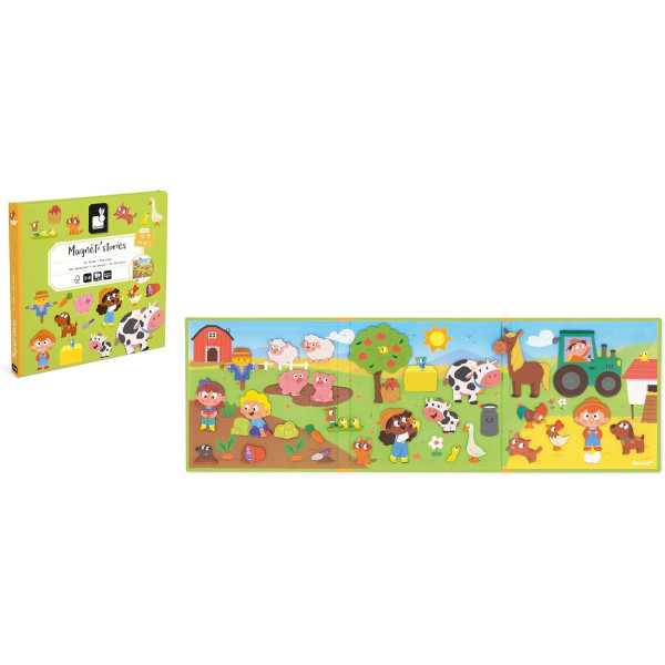 Jeu éducatif - Magnéti'Stories - La ferme - Livre + 30 magnets - Invente des histoires - Janod