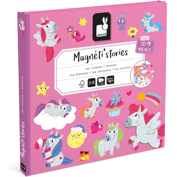 photo-Jeu éducatif - Magnéti'Stories - Les licornes - Livre + 30 magnets - Invente des histoires - Janod