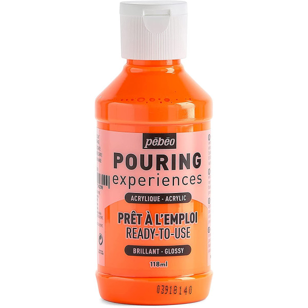 photo-Peinture acrylique - Pouring - Pébéo - Orange fluorescent - 118 ml