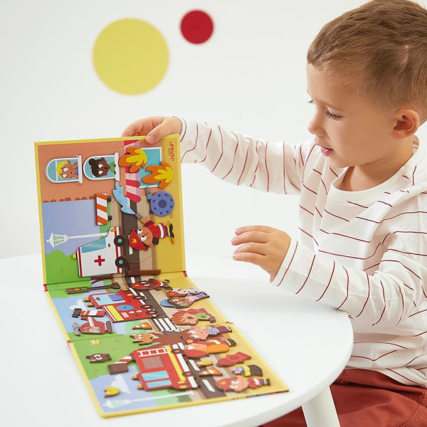 Jeu éducatif - Magnéti'Stories - Les pompiers - Livre + 30 magnets - Invente des histoires - Janod