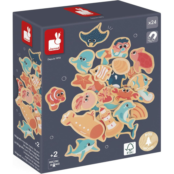 photo-Jeu d'éveil - Magnets - Bois - Aimantés - Les fonds marins - Dès 2 ans - Janod