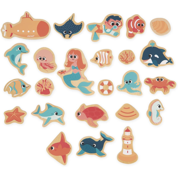 Jeu d'éveil - Magnets - Bois - Aimantés - Les fonds marins - Dès 2 ans - Janod