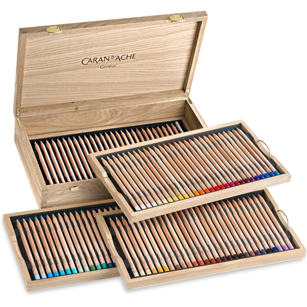 photo-Crayons de couleur - Luminance 6901 - Caran d'Ache - Coffret bois - 112 crayons