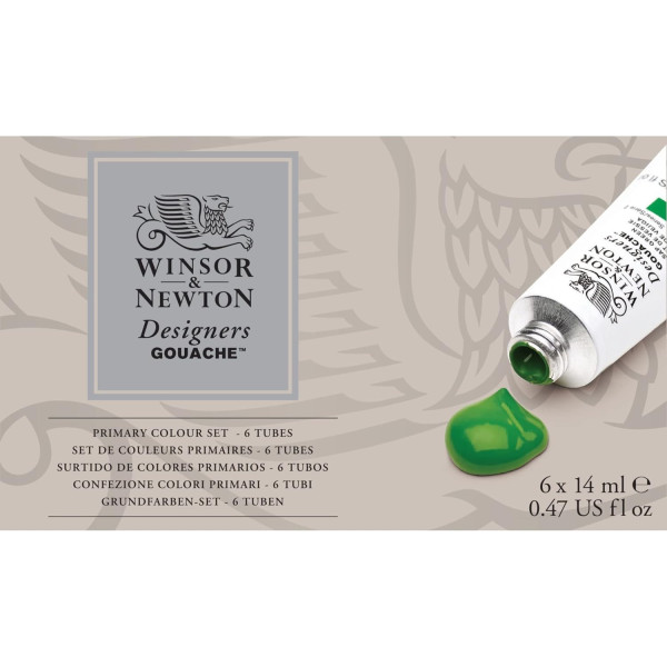 photo-Gouache - Coffret 6 tubes de 14 ml - Couleurs primaires - Beaux-arts - Winsor et Newton
