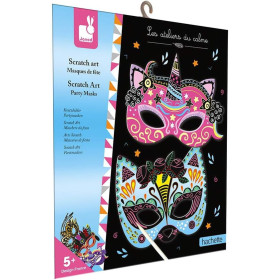photo-Jeu créatif - Créer des masques de fête - 5 modèles - A gratter - Dès 5 ans - Janod