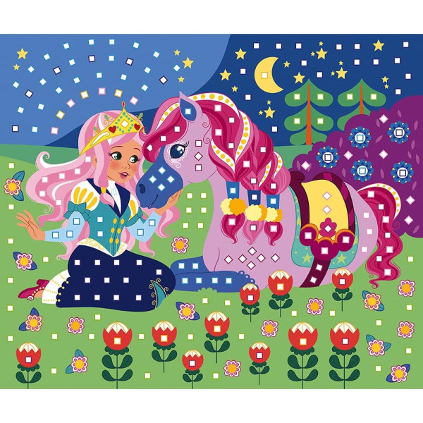 Jeu créatif - Tableaux mosaïques - Poney et licorne - 3 modèles + mosaïques en mousse - Janod