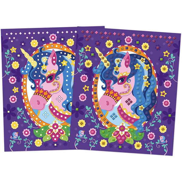 Jeu créatif - Tableaux mosaïques - Poney et licorne - 3 modèles + mosaïques en mousse - Janod