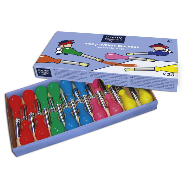 photo-Coffret de 20 pinceaux ergonomiques - Soie de porc - Enfants - Lefranc Bourgeois