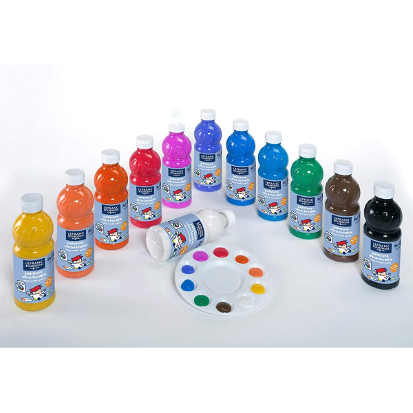 photo-12 flacons de gouache - Peinture ultra-lavable - 500ml - Assortiment - Lefranc Bourgeois