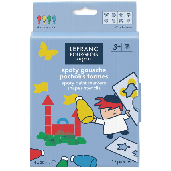 photo-4 tubes de gouache - Enfant - Pochoirs formes - 30ml - Lefranc Bourgeois