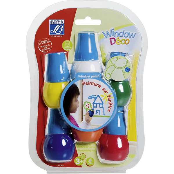 photo-6 tubes de peinture pour fenêtre - Applicateur en mousse - Assortiment - Lefranc Bourgeois