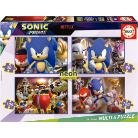 Puzzle - Sonic Prime - Pièces fluo - 4 modèles - 50/80/100/150 pièces - Dès 6 ans