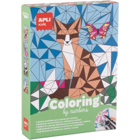 photo-Coloriage à numéros - Coffret de 4 modèles + 6 feutres + fiches guide - Dès 5 ans - Apli