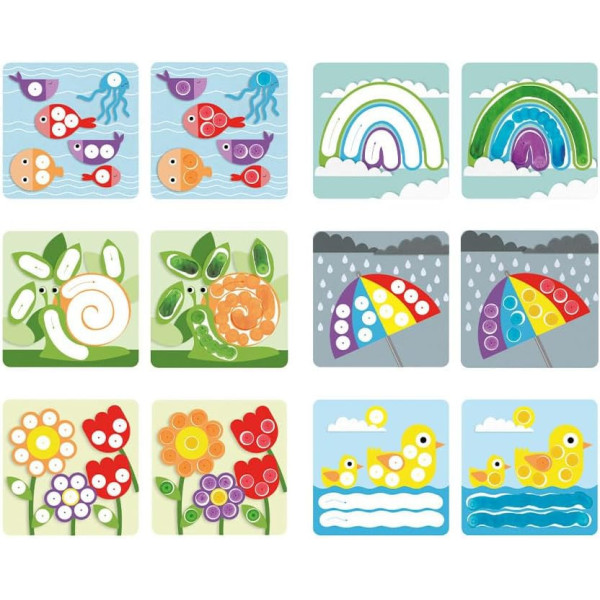 Coffret peinture - 6 tampons + 6 dessins - Enfant - Dès 3 ans - Jeu d'éveil - Apli