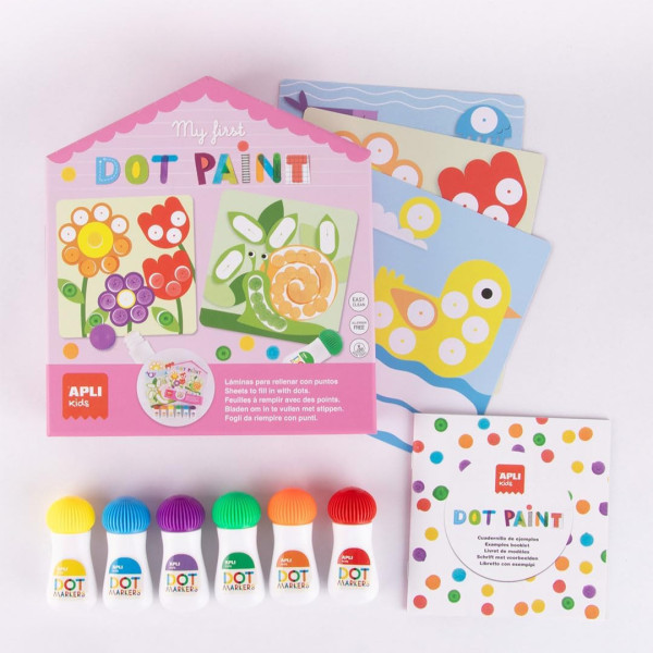 Coffret peinture - 6 tampons + 6 dessins - Enfant - Dès 3 ans - Jeu d'éveil - Apli