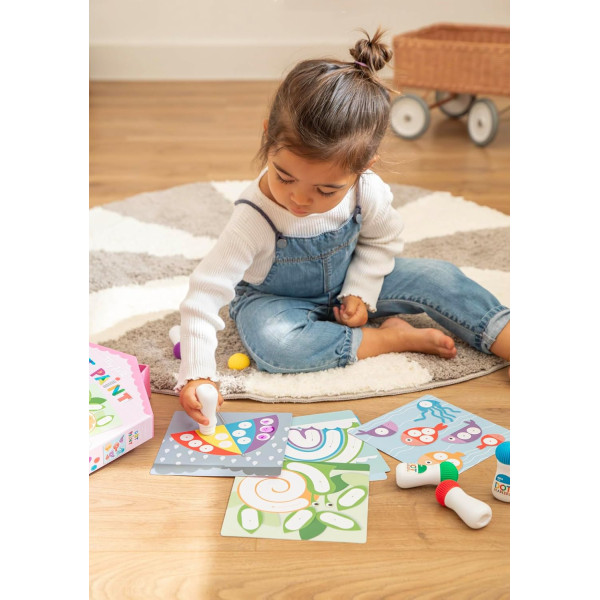 Coffret peinture - 6 tampons + 6 dessins - Enfant - Dès 3 ans - Jeu d'éveil - Apli