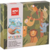 photo-Coffret de gommettes - 8 fiches illustrées - Animaux de la savane - Dès 3 ans - Apli