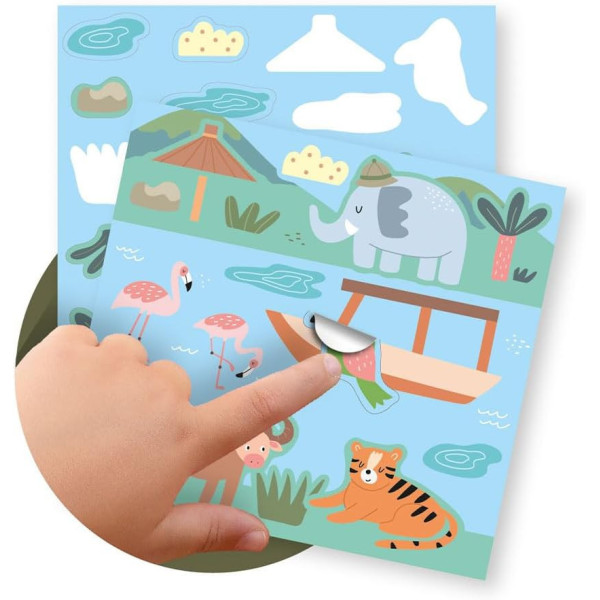 Coffret de gommettes - 8 fiches illustrées - Animaux de la savane - Dès 3 ans - Apli