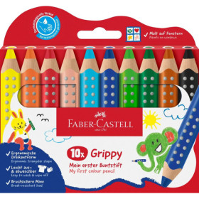 photo-Crayons de couleur - Ergonomique - Mine XXL Jumbo - 10 couleurs - Faber-Castell