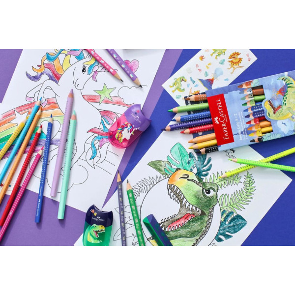 Crayons de couleur - Coloriage - Enfant - 8 couleurs + 2 métalliques - Ergonomique - Faber-Castell