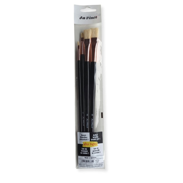 photo-Pinceaux - Plat - Brosse - Fibres naturelles - Tailles 0,4,12 et 14 - Acrylique - Huile - Da Vinci